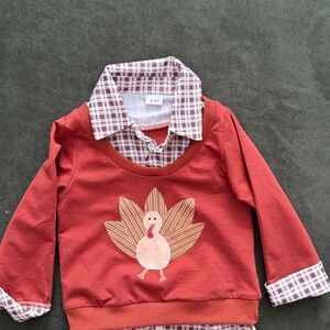 Rust Red Turkey Layered-Look Kids Sweatshirt